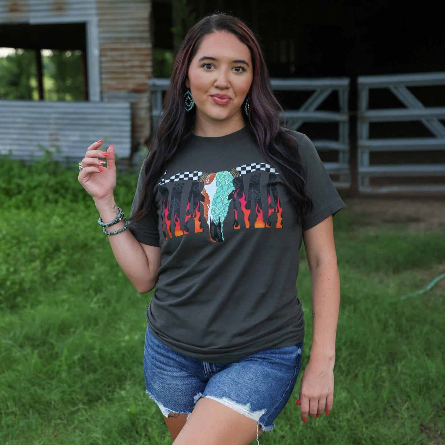 Desert Skull Flame Mama Soft Graphic Tee