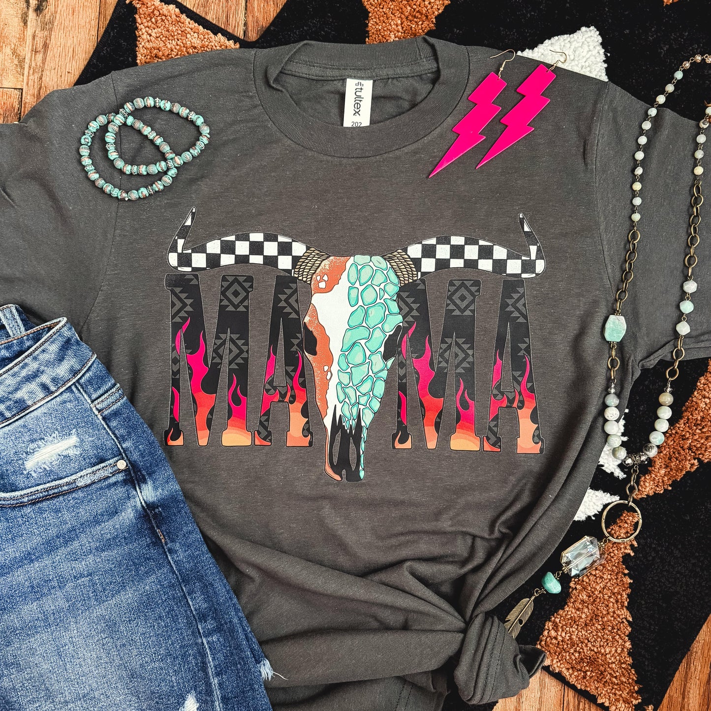 Desert Skull Flame Mama Soft Graphic Tee