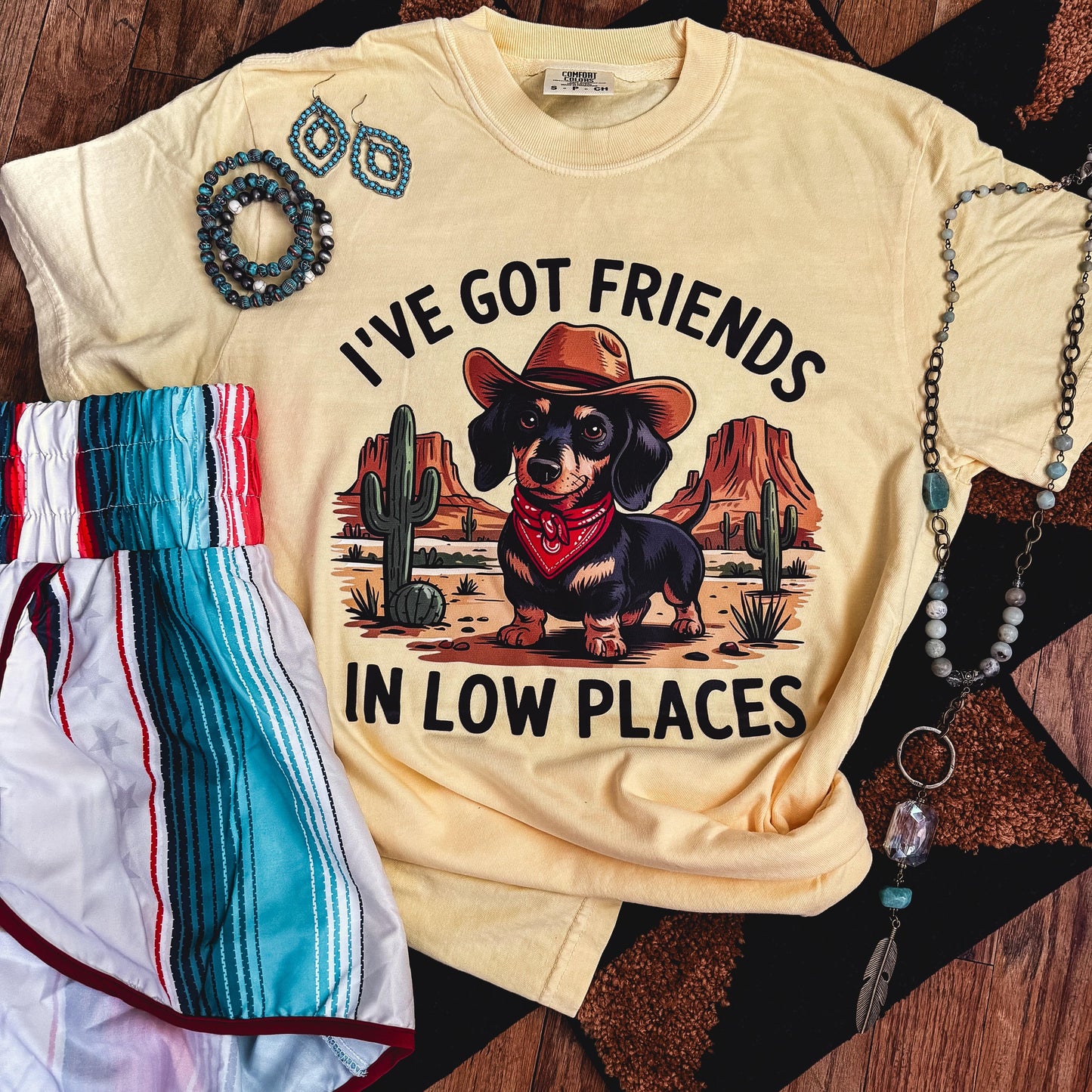 Friends in Low Places Cowboy Dog Soft Graphic Tee