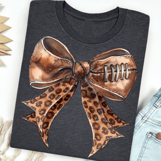 Leopard Football Bow Graphic Tee