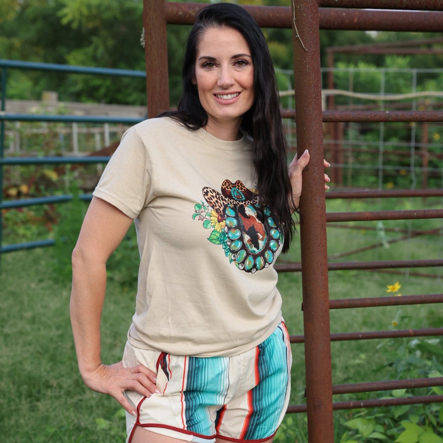 Leopard Hat Turquoise Squash Blossom Soft Graphic Tee