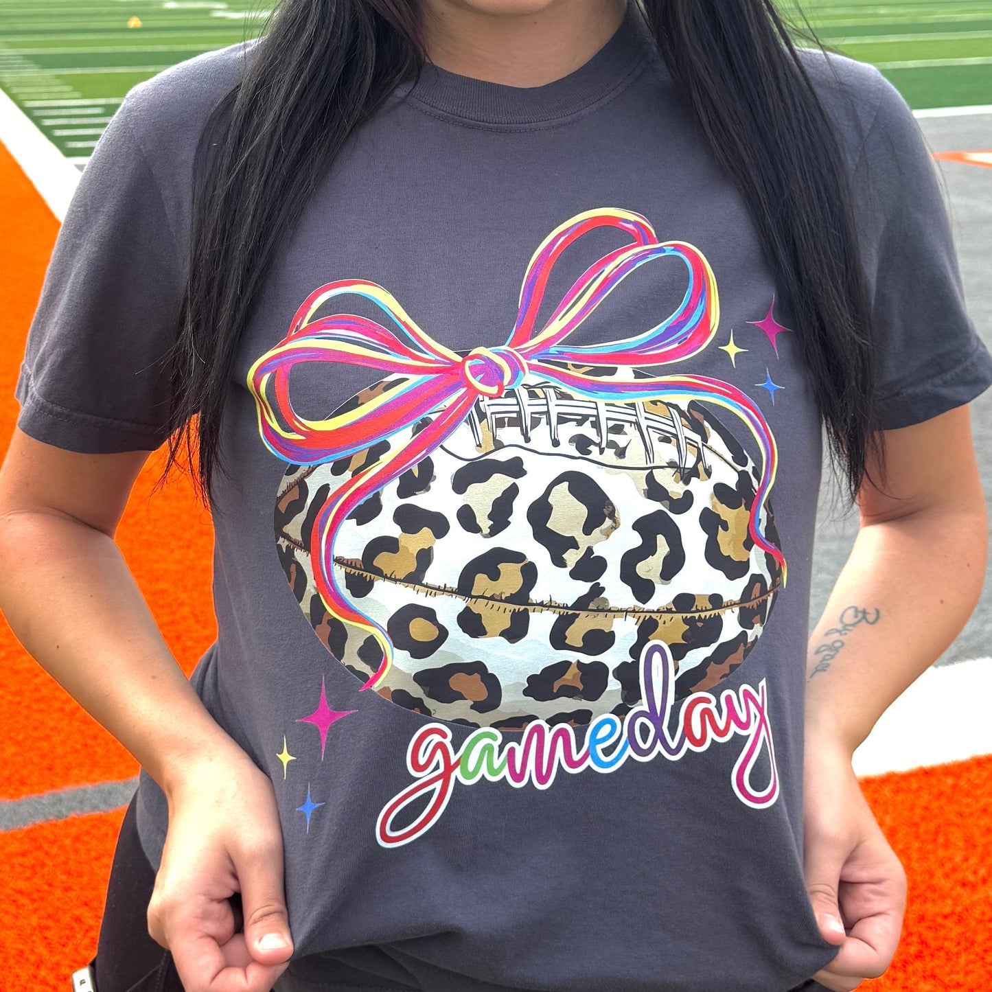 Neon Leopard Football Graphic Tee