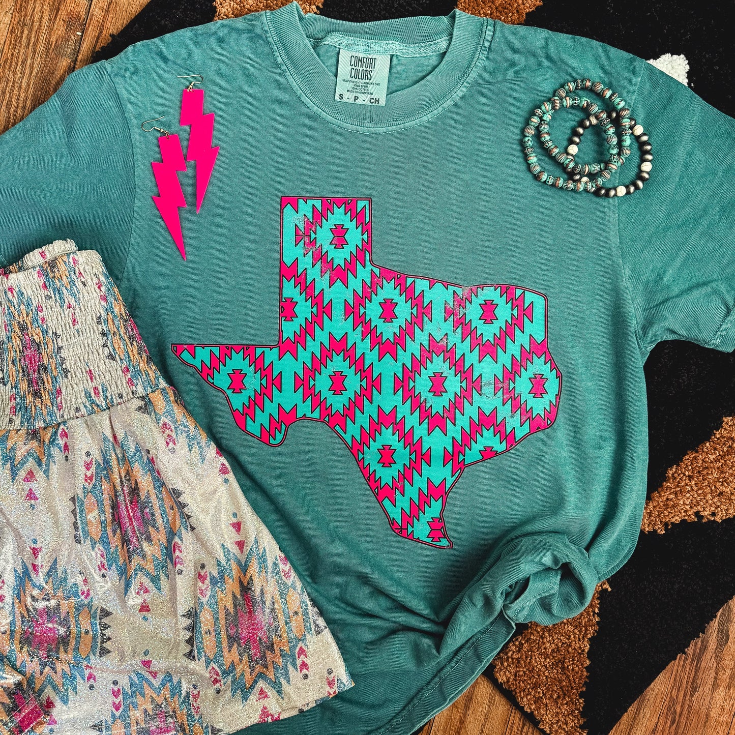 Pink Aztec Texas Soft Graphic Tee