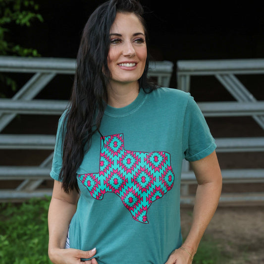 Pink Aztec Texas Soft Graphic Tee
