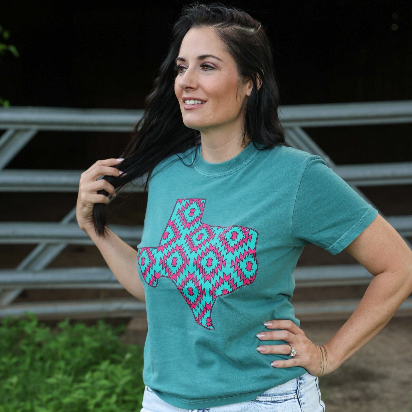 Pink Aztec Texas Soft Graphic Tee