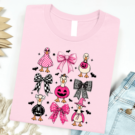 Pink Halloween Geese Graphic Tee
