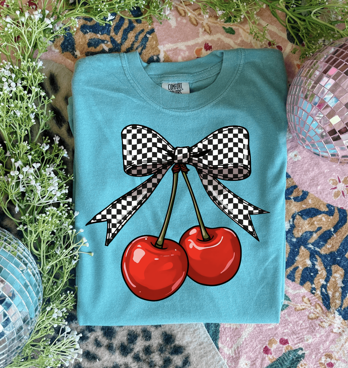 Plaid Cherries Graphic Tee