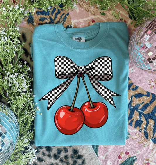 Plaid Cherries Graphic Tee