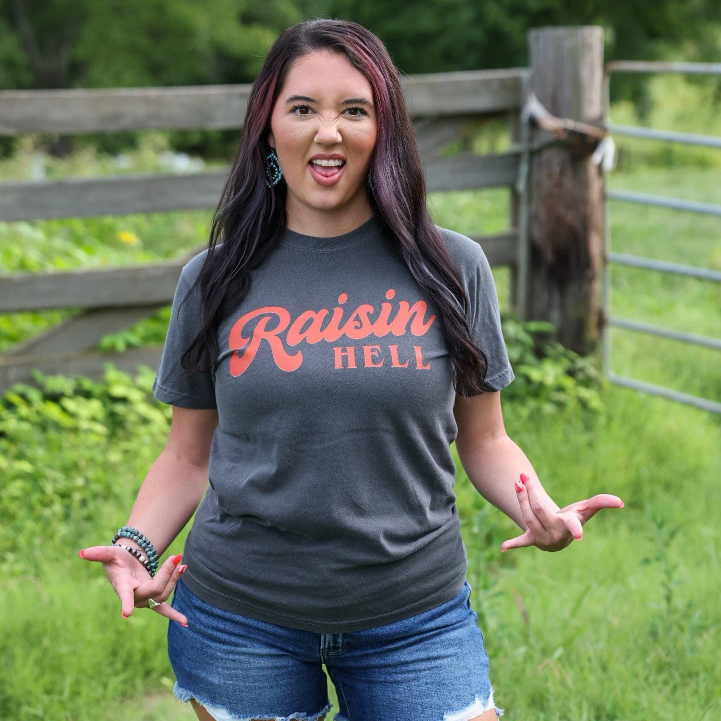 Raisin’ Hell Retro Red Script Tee Soft Graphic Tee