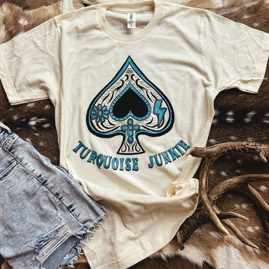 Turquoise Junkie Spade Graphic Tee