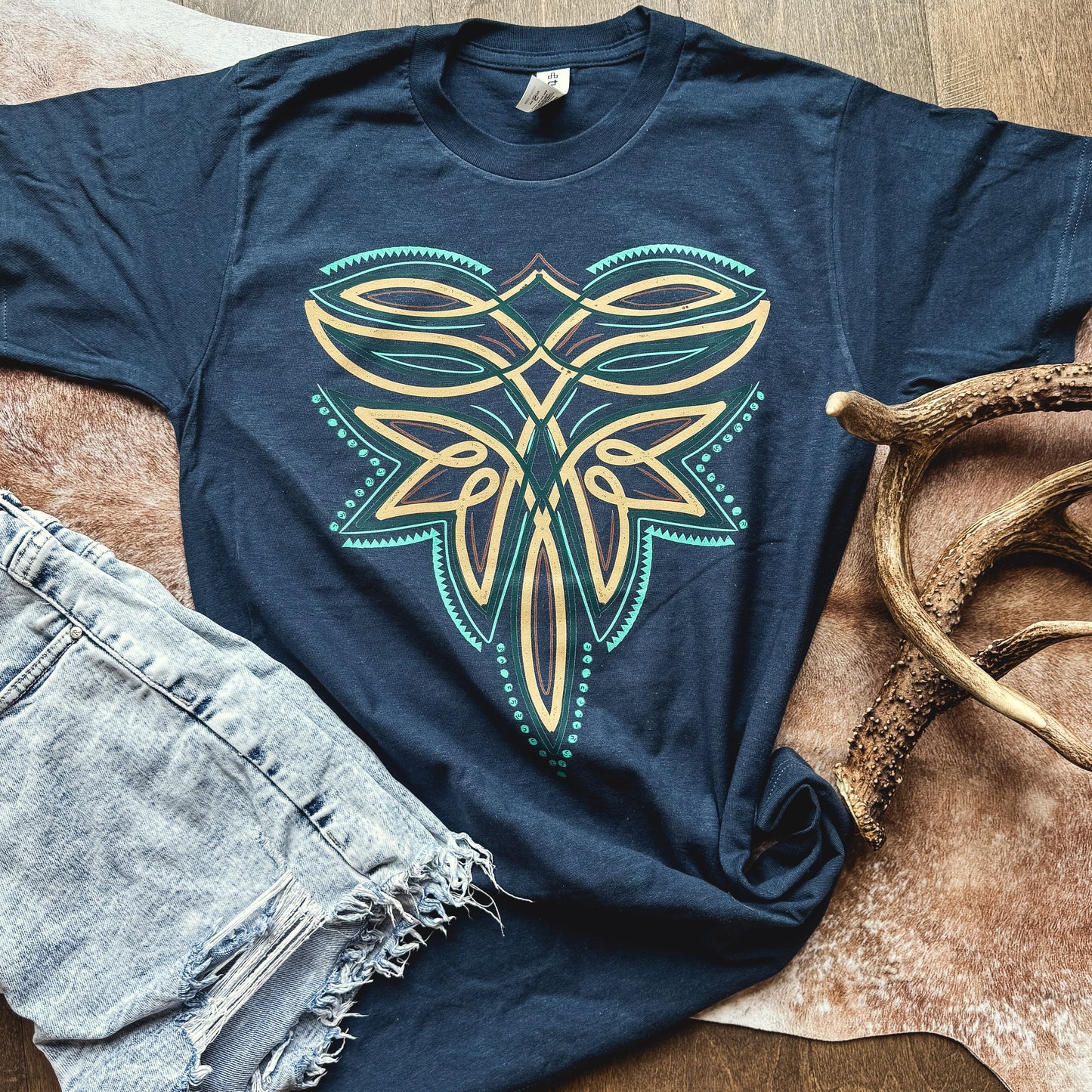 Turquoise + Leather Boot Stitch Graphic Tee