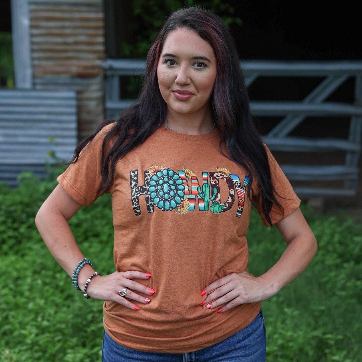 Turquoise Serape Howdy Soft Graphic Tee