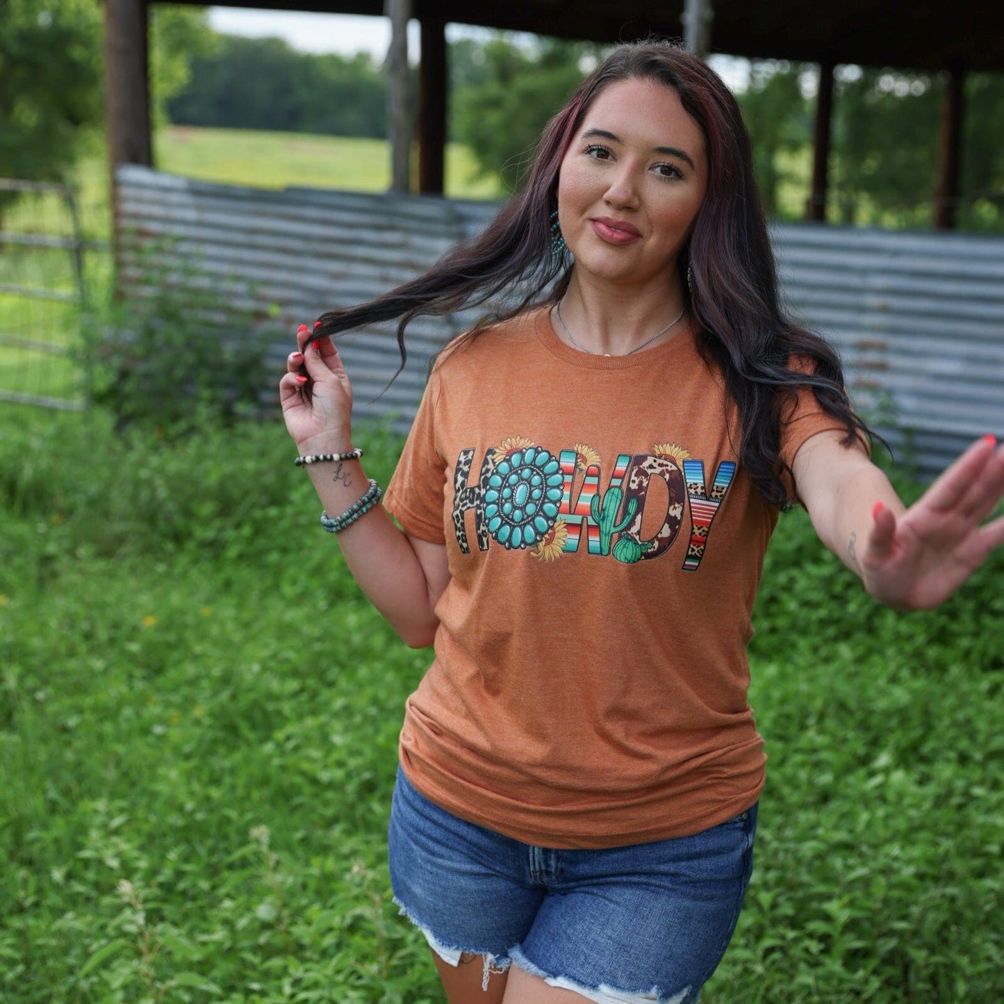 Turquoise Serape Howdy Soft Graphic Tee