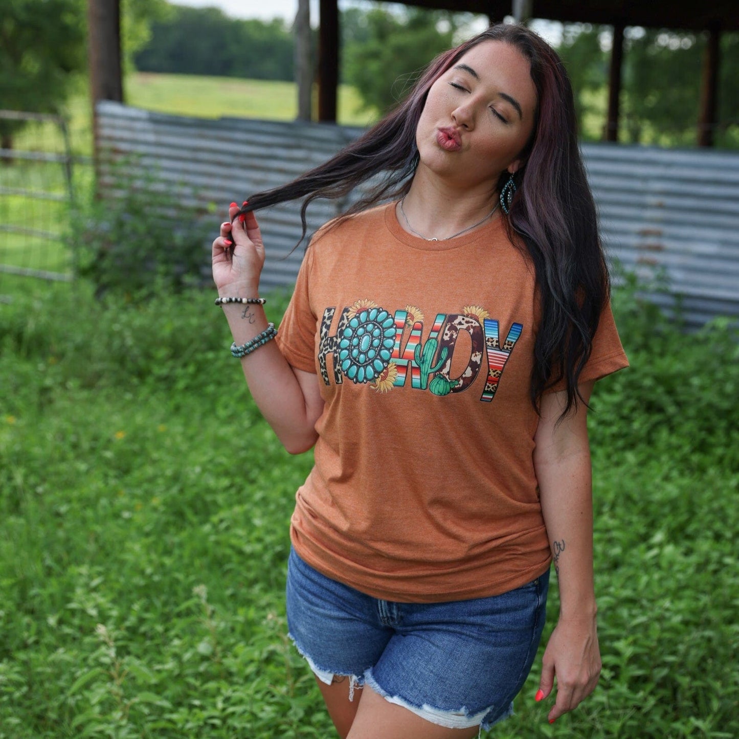 Turquoise Serape Howdy Soft Graphic Tee