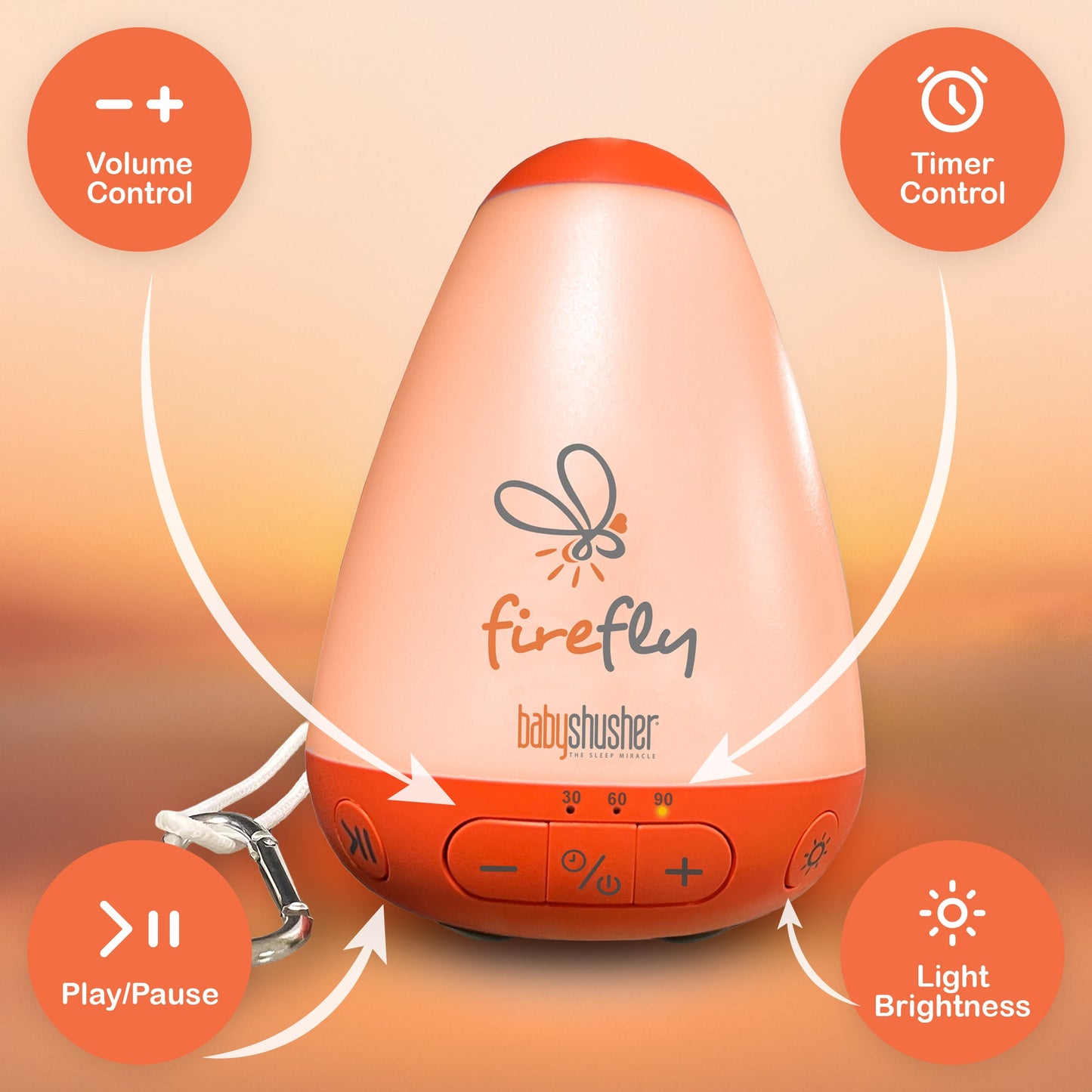 Firefly Portable Baby Sound Machine + Shushie Pacifier 2-Pack Bundle