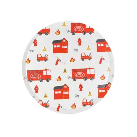 Firetruck Dessert Plates 8" (8 Pack)