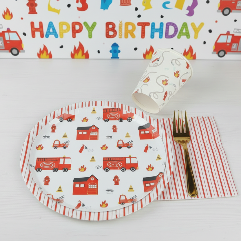 Firetruck Paper Cups  9oz (8 Pack)