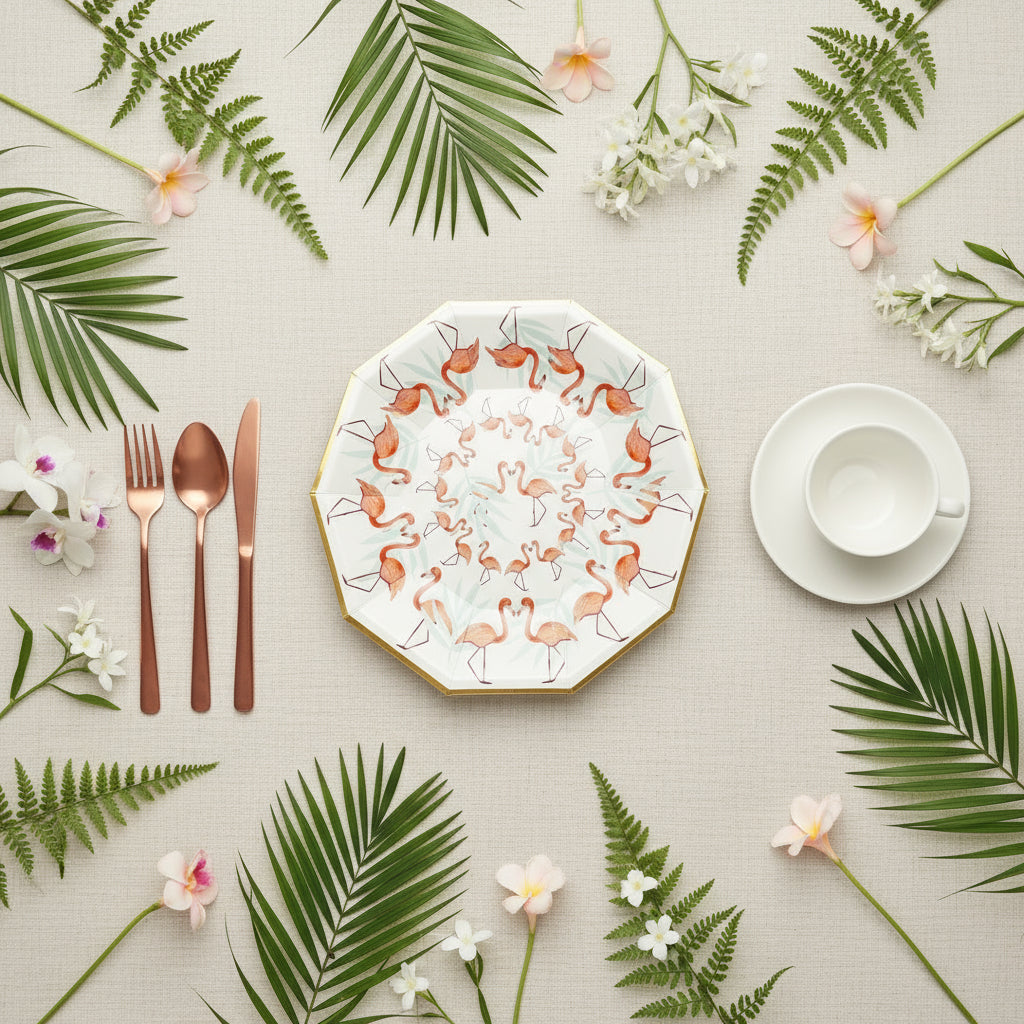 Pink Flamingo Small Plates 7" (Set of 8) – Flamingo Birthday Party Supplies