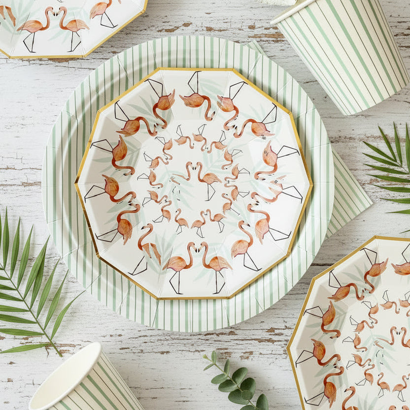 Pink Flamingo Small Plates 7" (Set of 8) – Flamingo Birthday Party Supplies