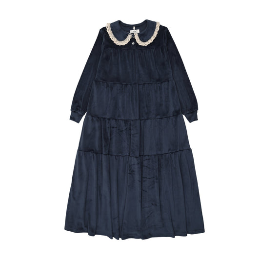 Velour Maxi Robe- Navy