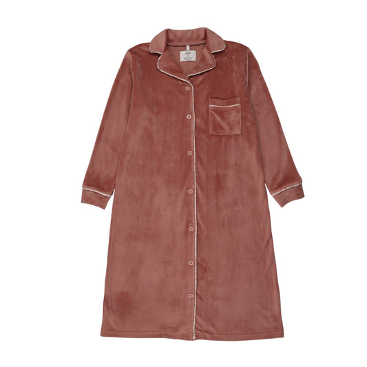 Velour Grandpa Lounge Dress-Pink