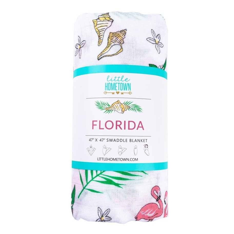 Florida Girl Gift Bundle: Swaddle, Bib & Onesie | Organic Cotton