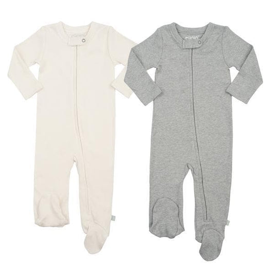 2 pc. zipper footie set | ivory & heather grey