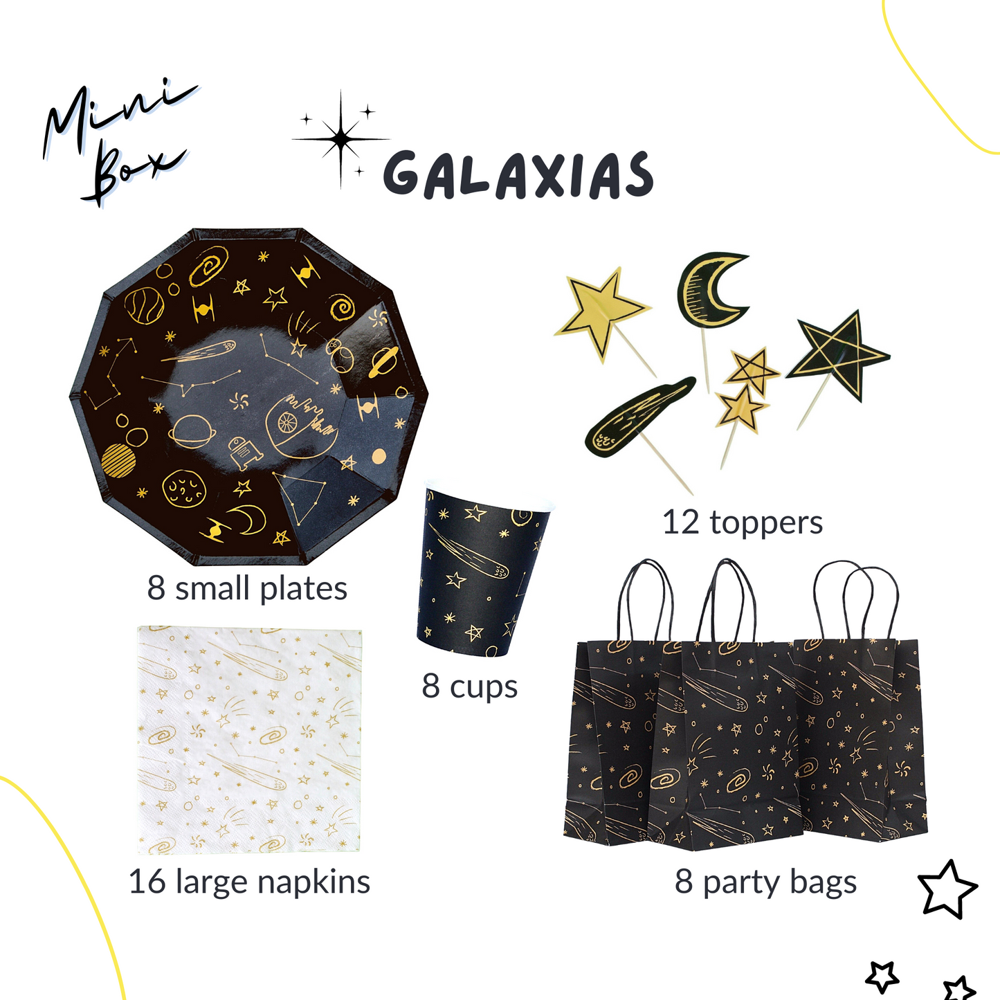 Space Birthday Party Supplies Kit – Planets, Stars, Galaxias | Party in a Box
