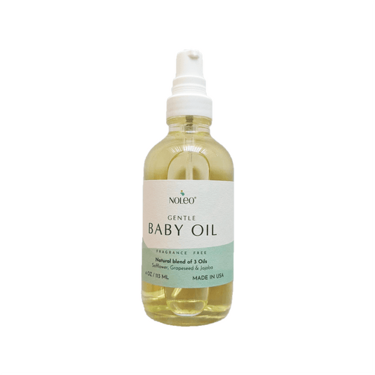 NOLEO Gentle Baby Oil – Natural Massage Oil for Babies | Soothes, Relaxes & Nourishes Delicate Skin | 4oz Glass Bottle