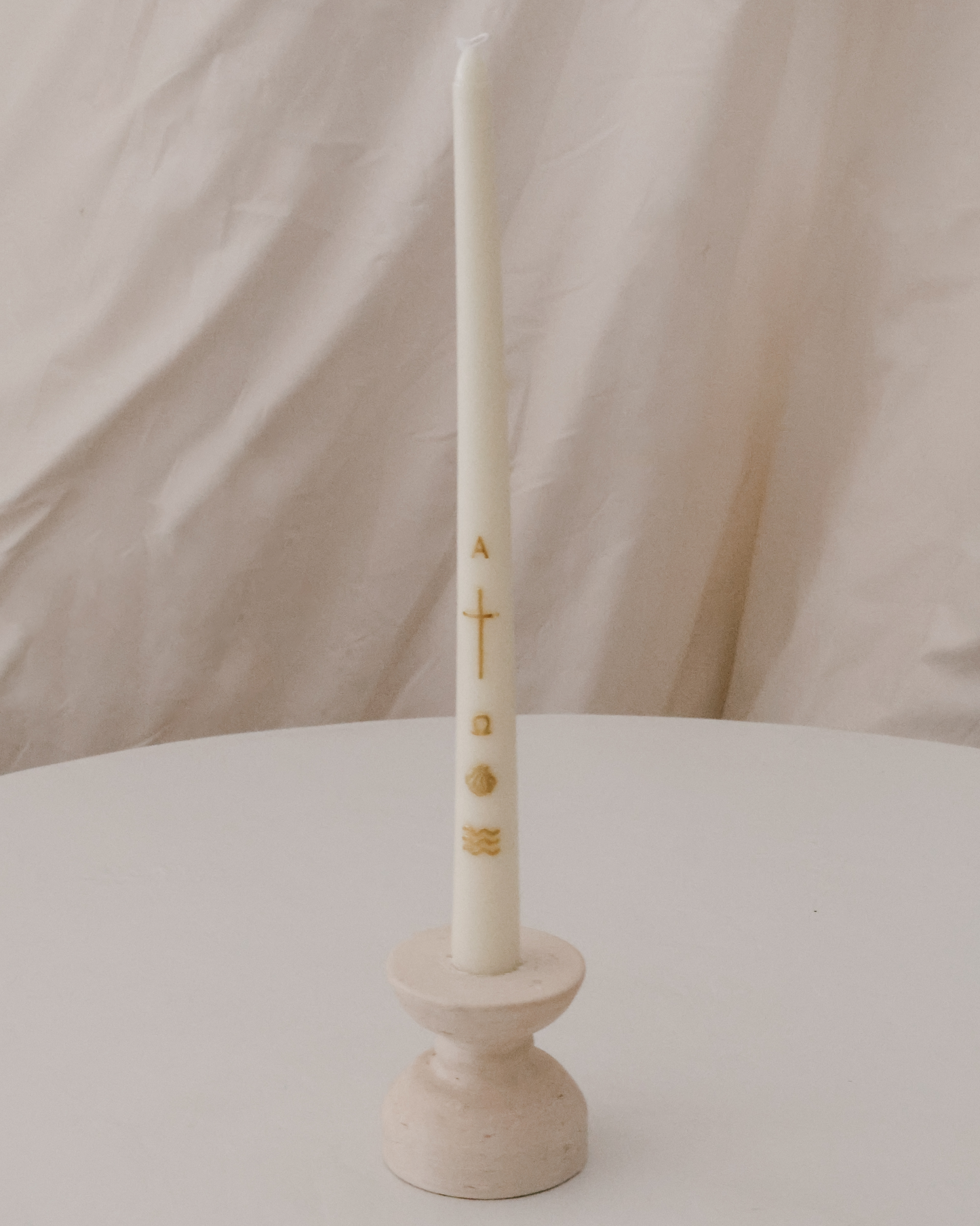 Alpha & Omega Baptism Candle (Gold)