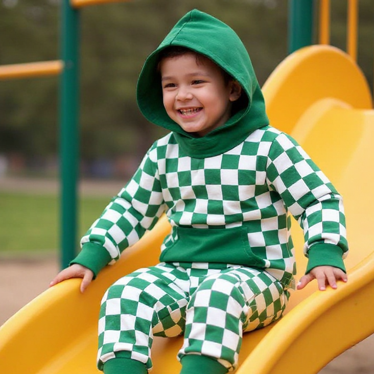 Greatest Green Checker Hooded Jogger Set