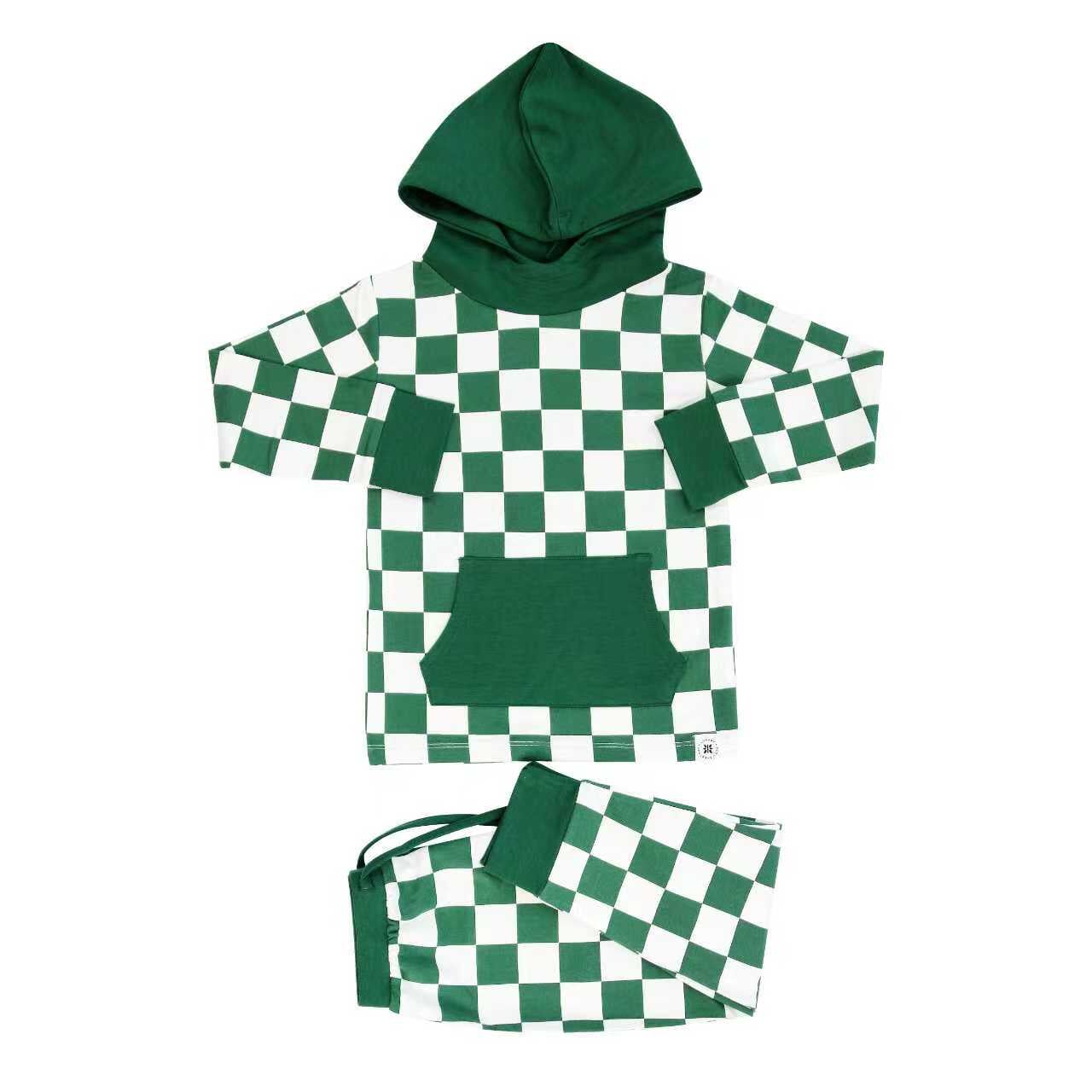 Greatest Green Checker Hooded Jogger Set