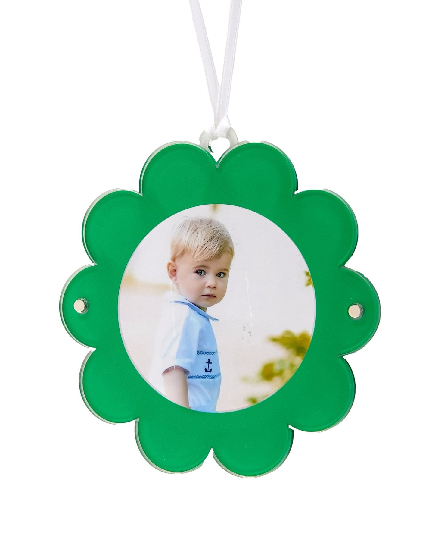 Green Acrylic Double-Sided Daisy Ornament