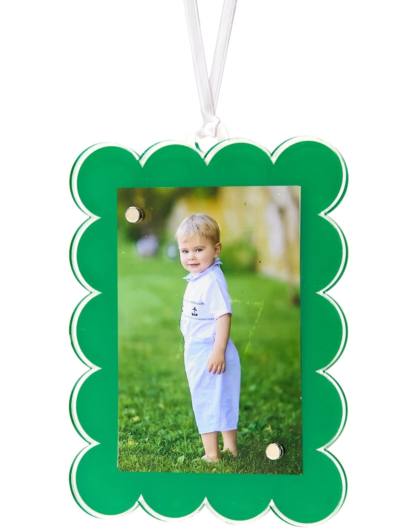 Green Acrylic Double-Sided Scallop Ornament