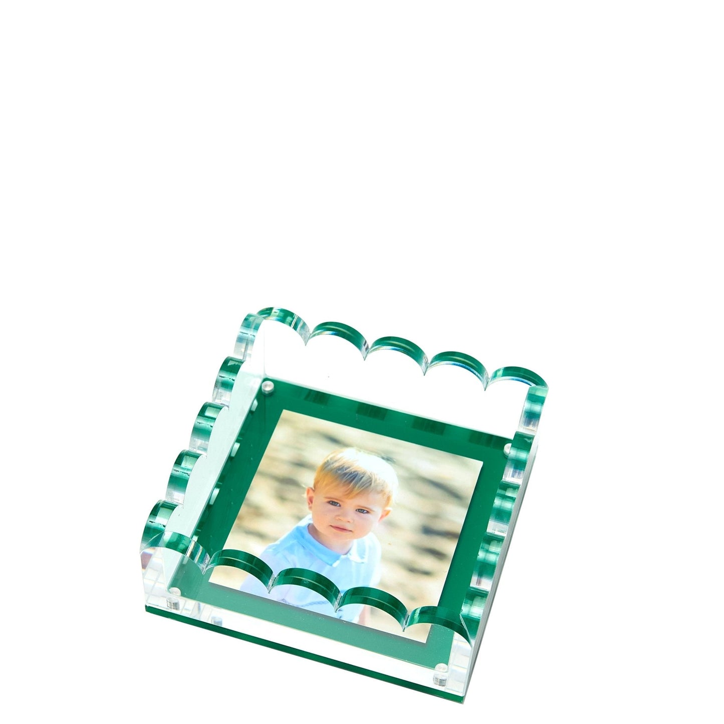 Green Acrylic Small Scallop Photo Tray