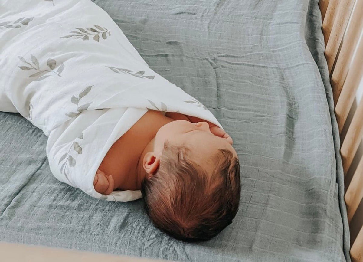 Green Leaves Muslin Swaddle Blanket