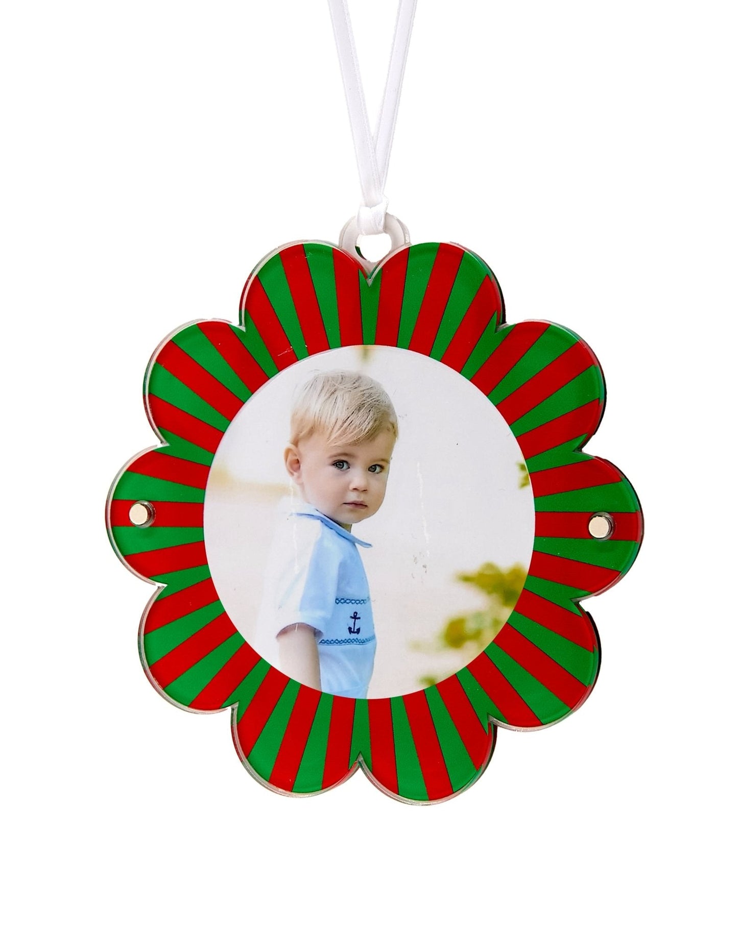Green & Red Acrylic Double-Sided Daisy Ornament