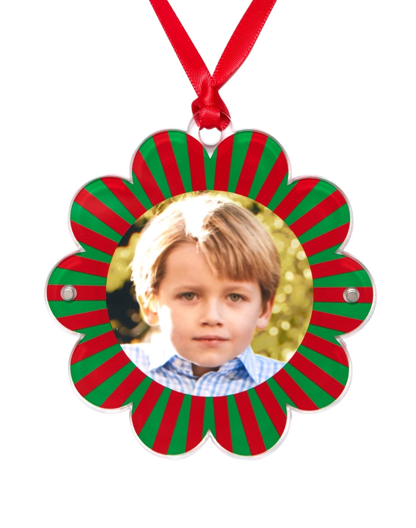 Green & Red Acrylic Double-Sided Daisy Ornament