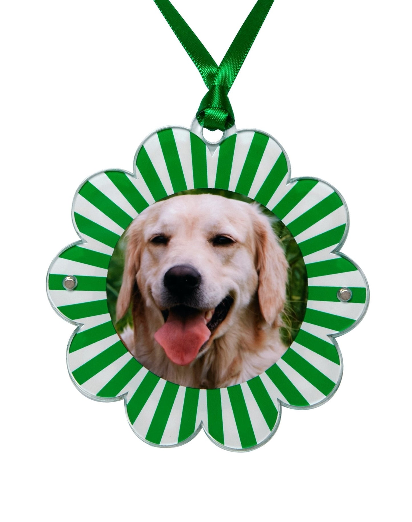 Green & White Acrylic Double-Sided Daisy Ornament