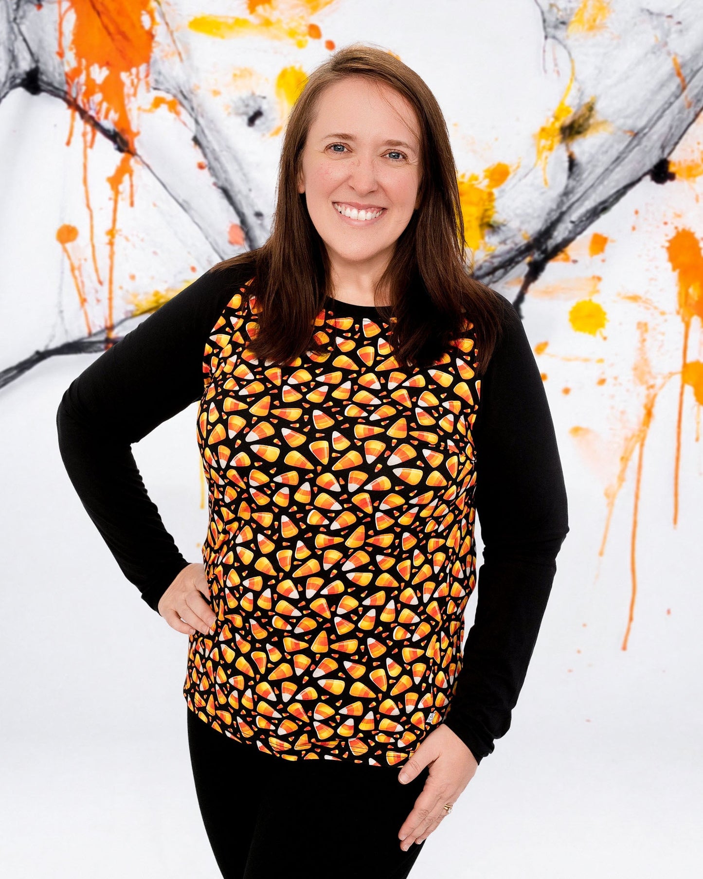 Halloween | Candy Corn | Adult Bamboo Raglan Top