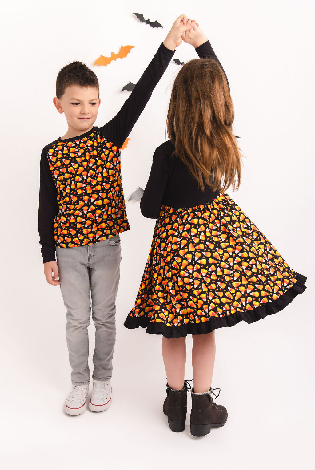 Halloween | Candy Corn | Bamboo Ruffle Twirl Dress