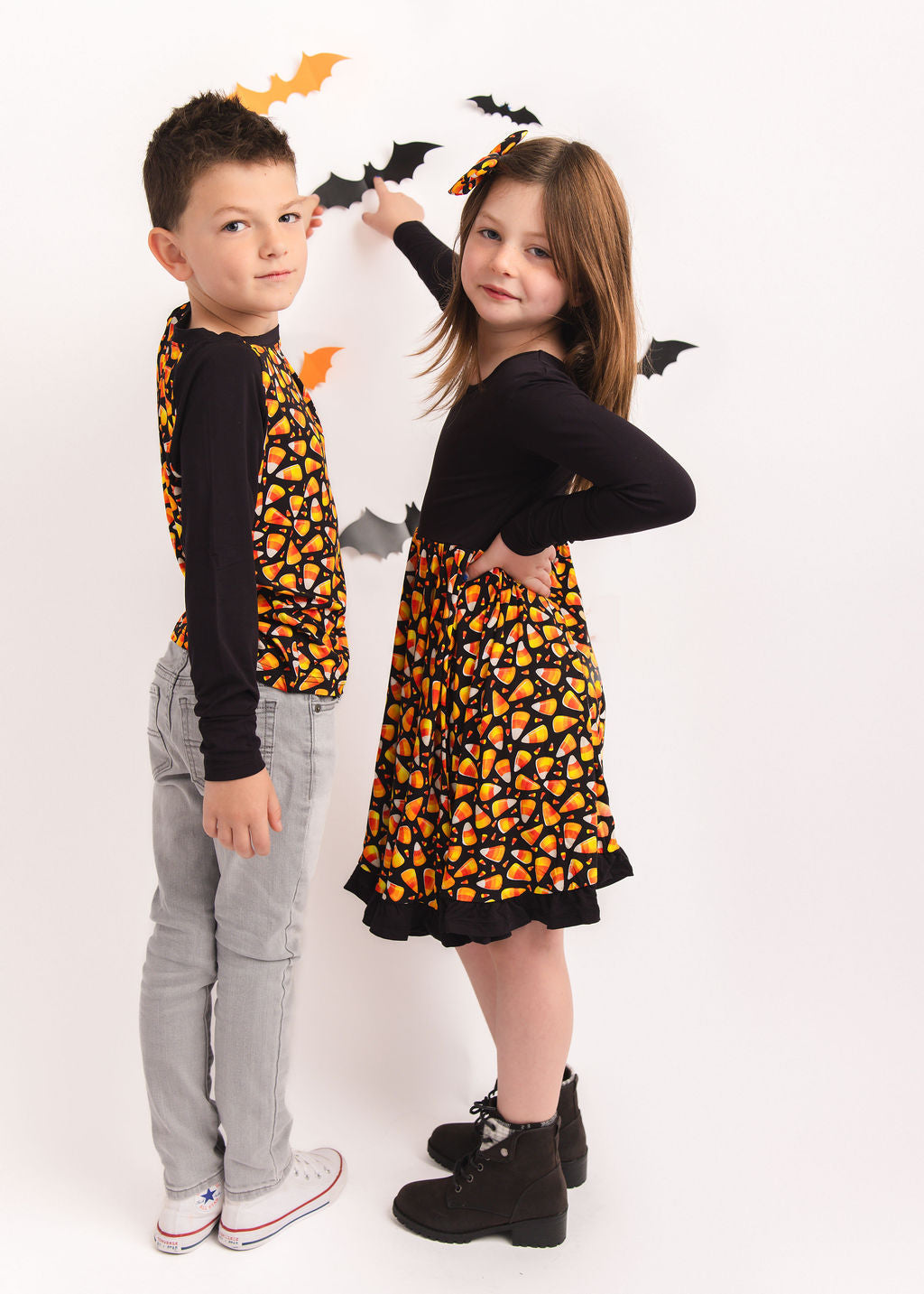 Halloween | Candy Corn | Bamboo Ruffle Twirl Dress
