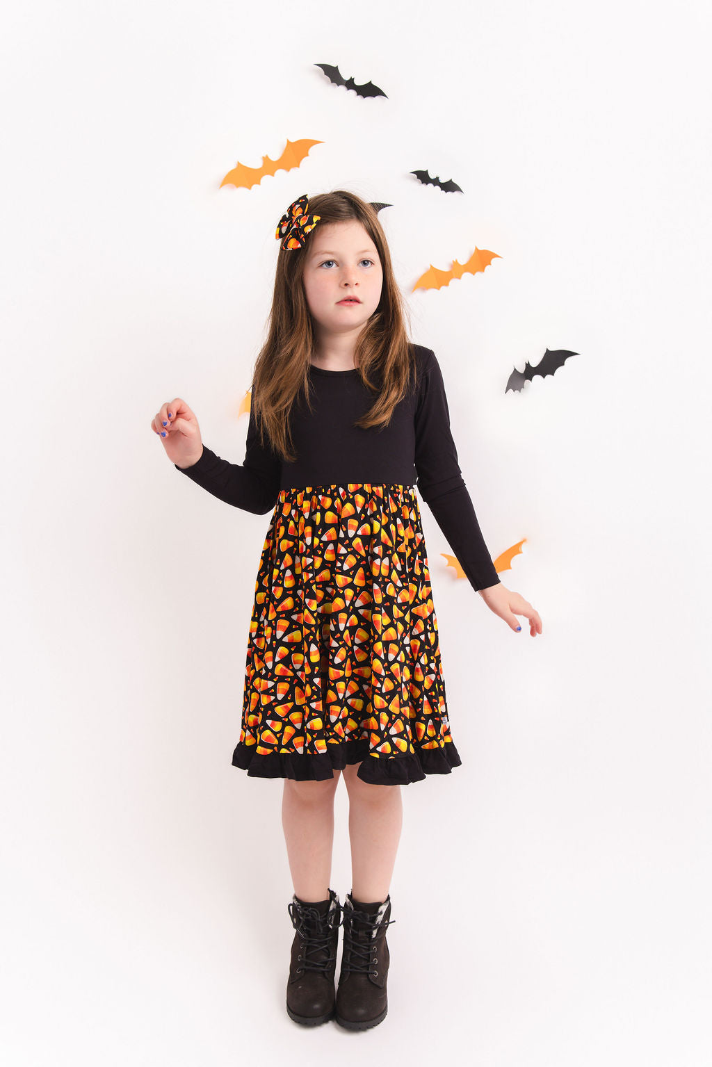 Halloween | Candy Corn | Bamboo Ruffle Twirl Dress