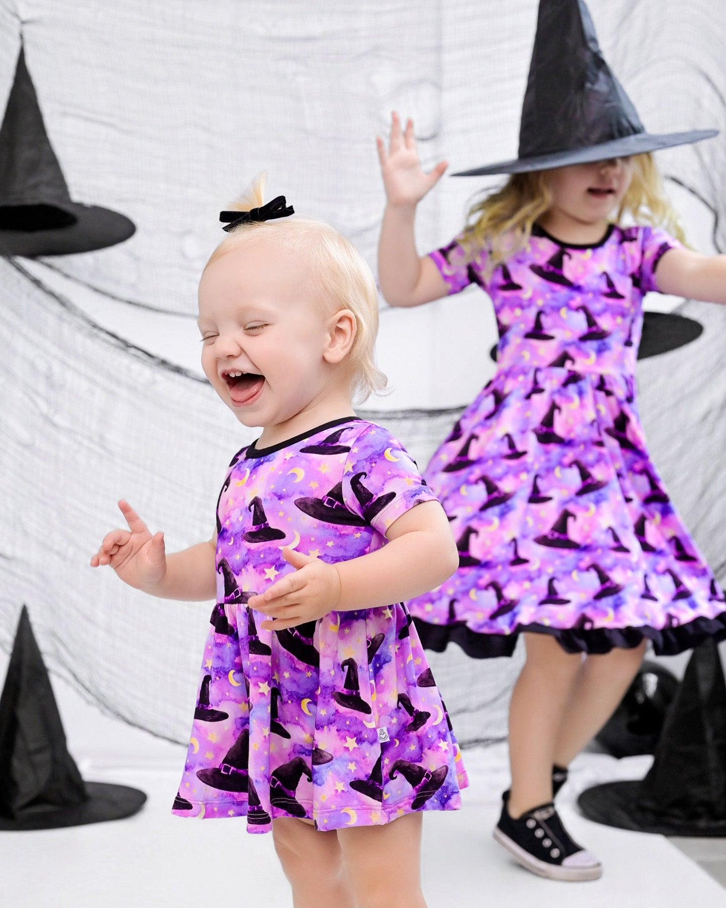 Halloween | Starry Witch Hats | Bamboo Baby Bodysuit Dress