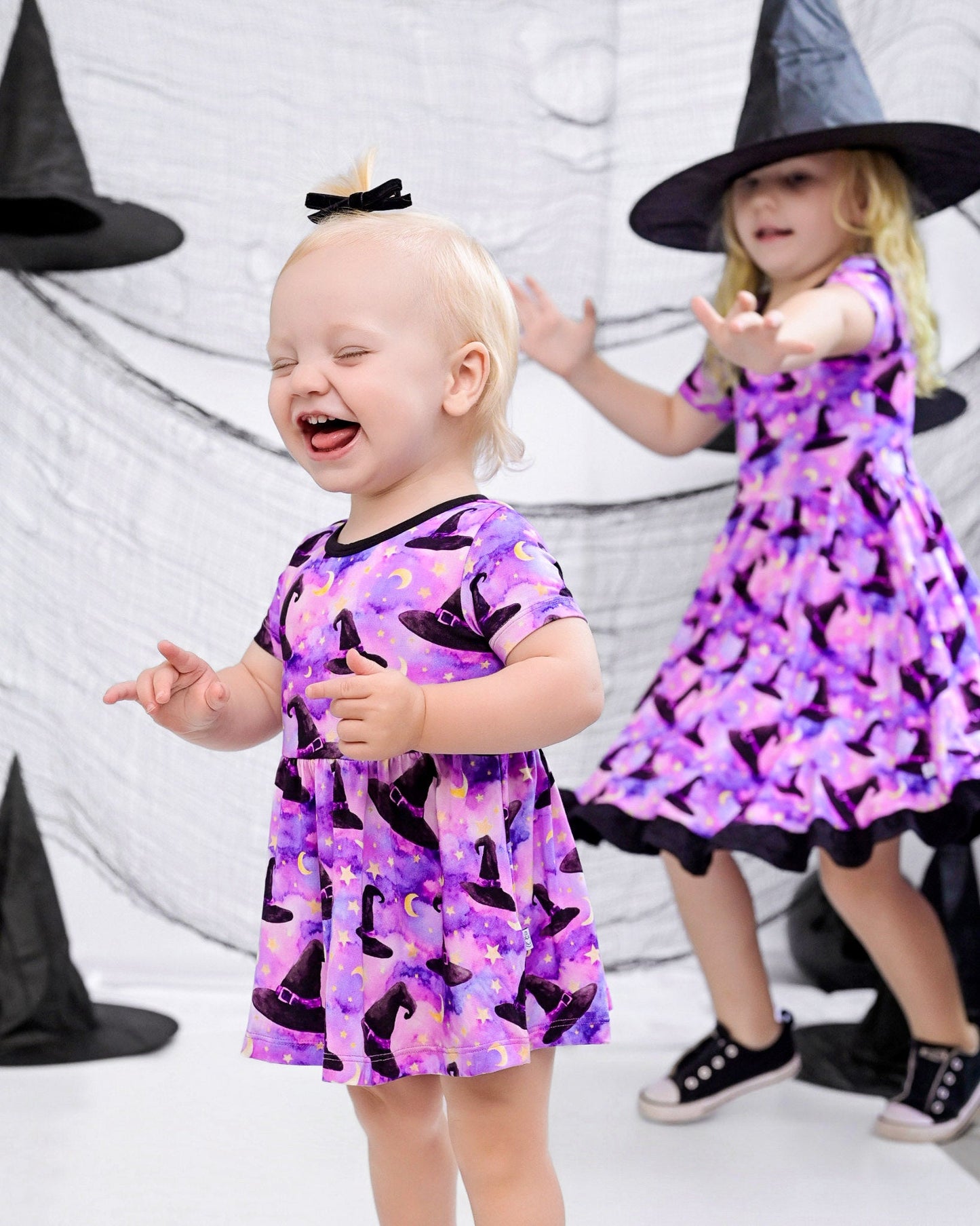 Halloween | Starry Witch Hats | Bamboo Ruffle Twirl Dress