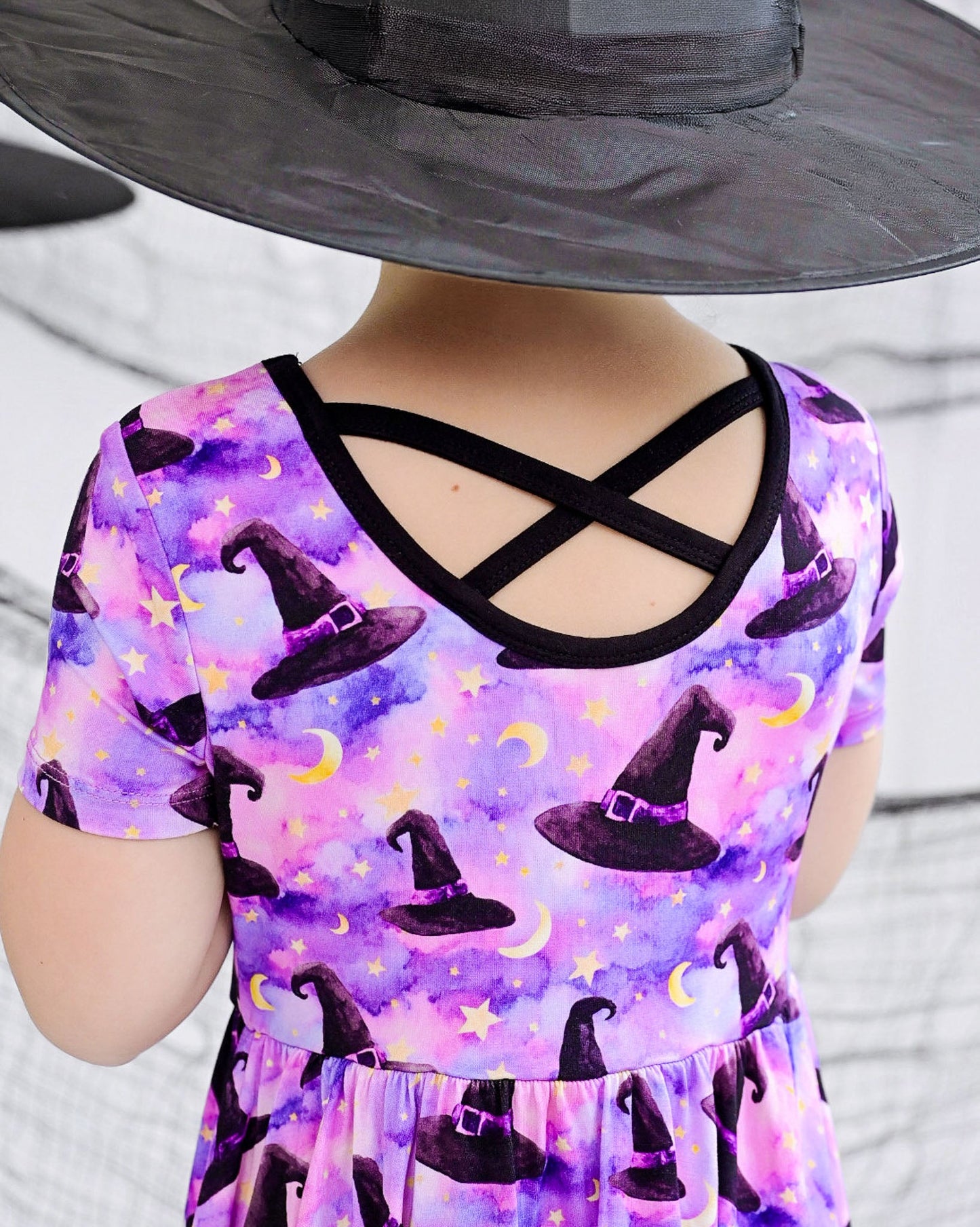 Halloween | Starry Witch Hats | Bamboo Ruffle Twirl Dress