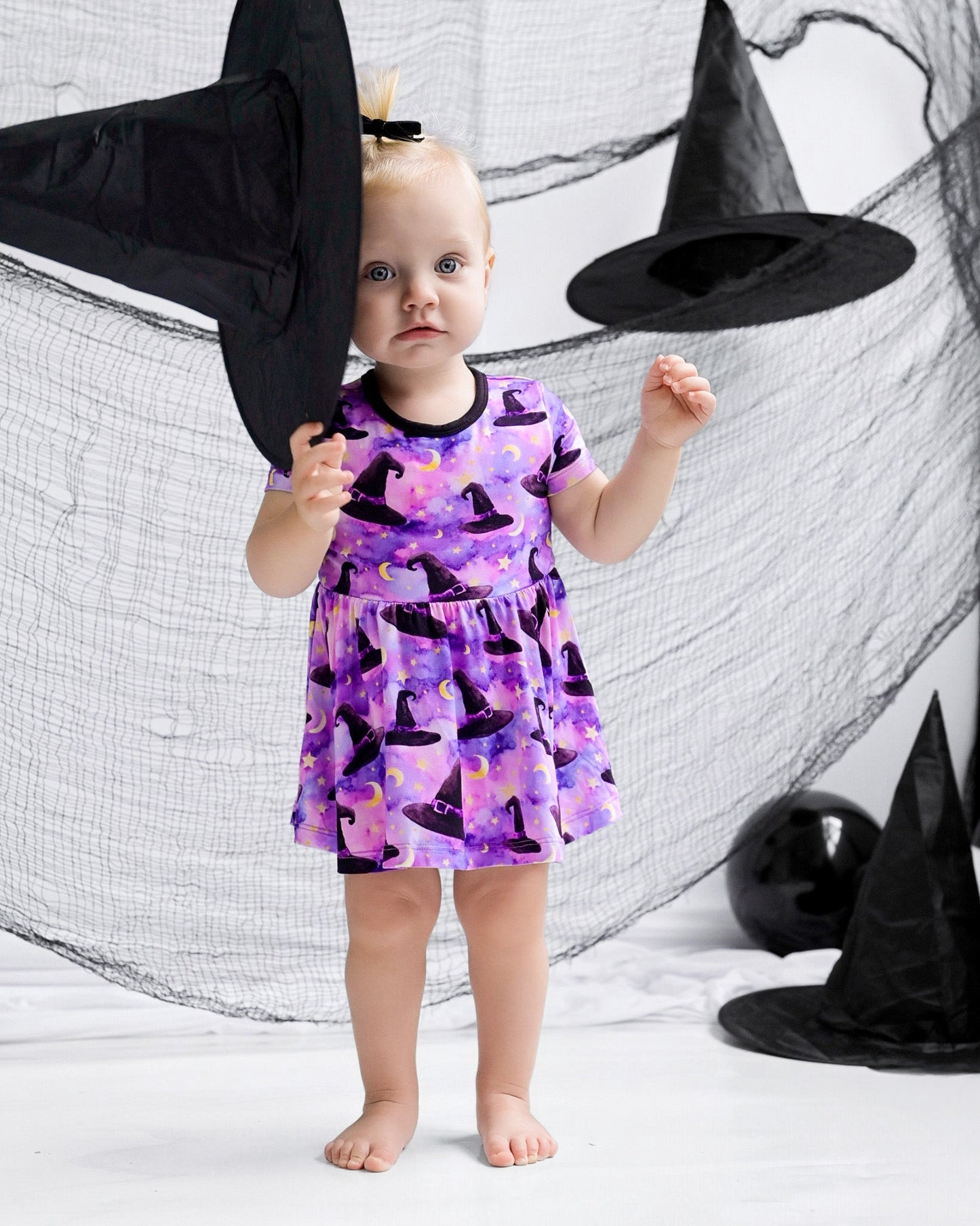 Halloween | Starry Witch Hats | Bamboo Baby Bodysuit Dress