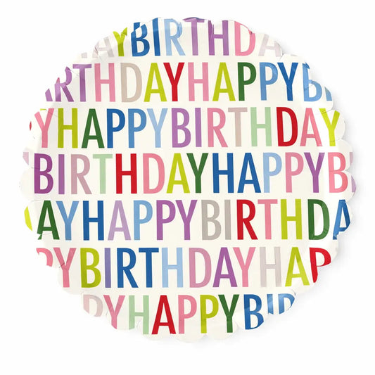 Happy Birthday Bright Scalloped Dinner Plate, 12pcs