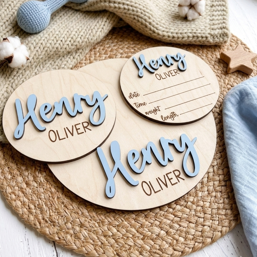 Baby Name Announcement Sign with Stats