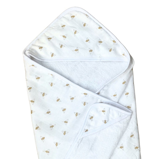 Hooded Towel in Busy Bees